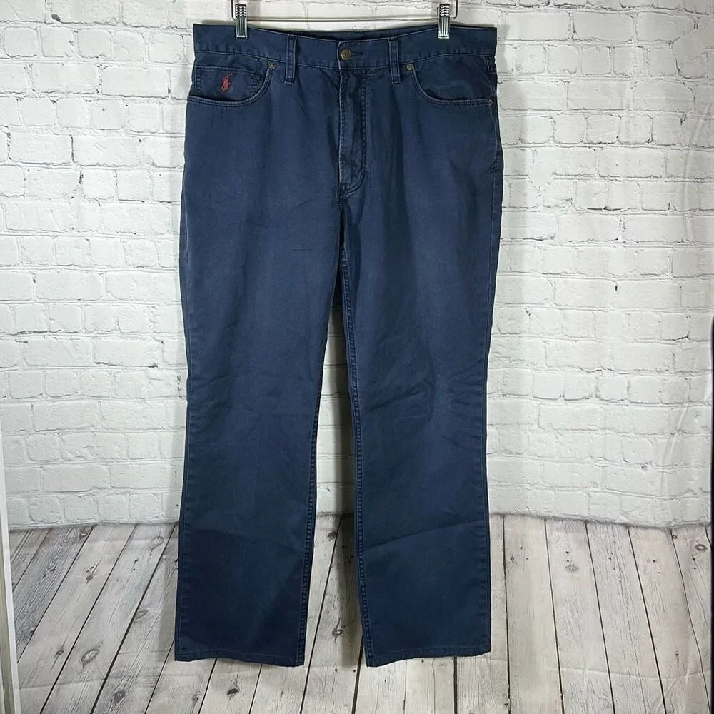 Polo Ralph Lauren Navy‎ Blue Pants Khaki Chino size 36x30 100% Cotton